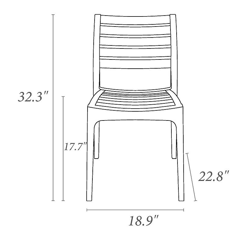 5-Piece Teak Brown Stackable Square Outdoor Patio Dining Set 33