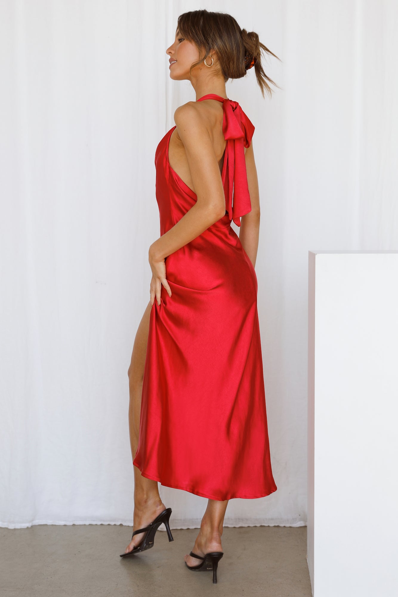 Satin Love Midi Dress Wine