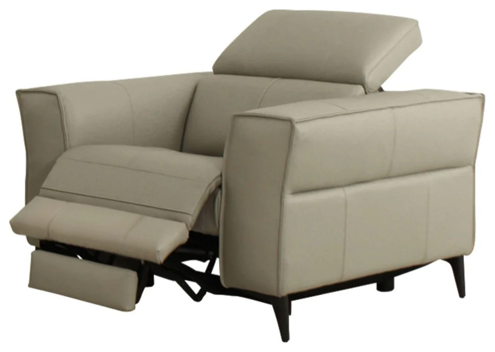 Jack Modern Light Gray Leather Armchair With Electric Recliner   Midcentury   Recliner Chairs   by V.S.D Furniture  Houzz