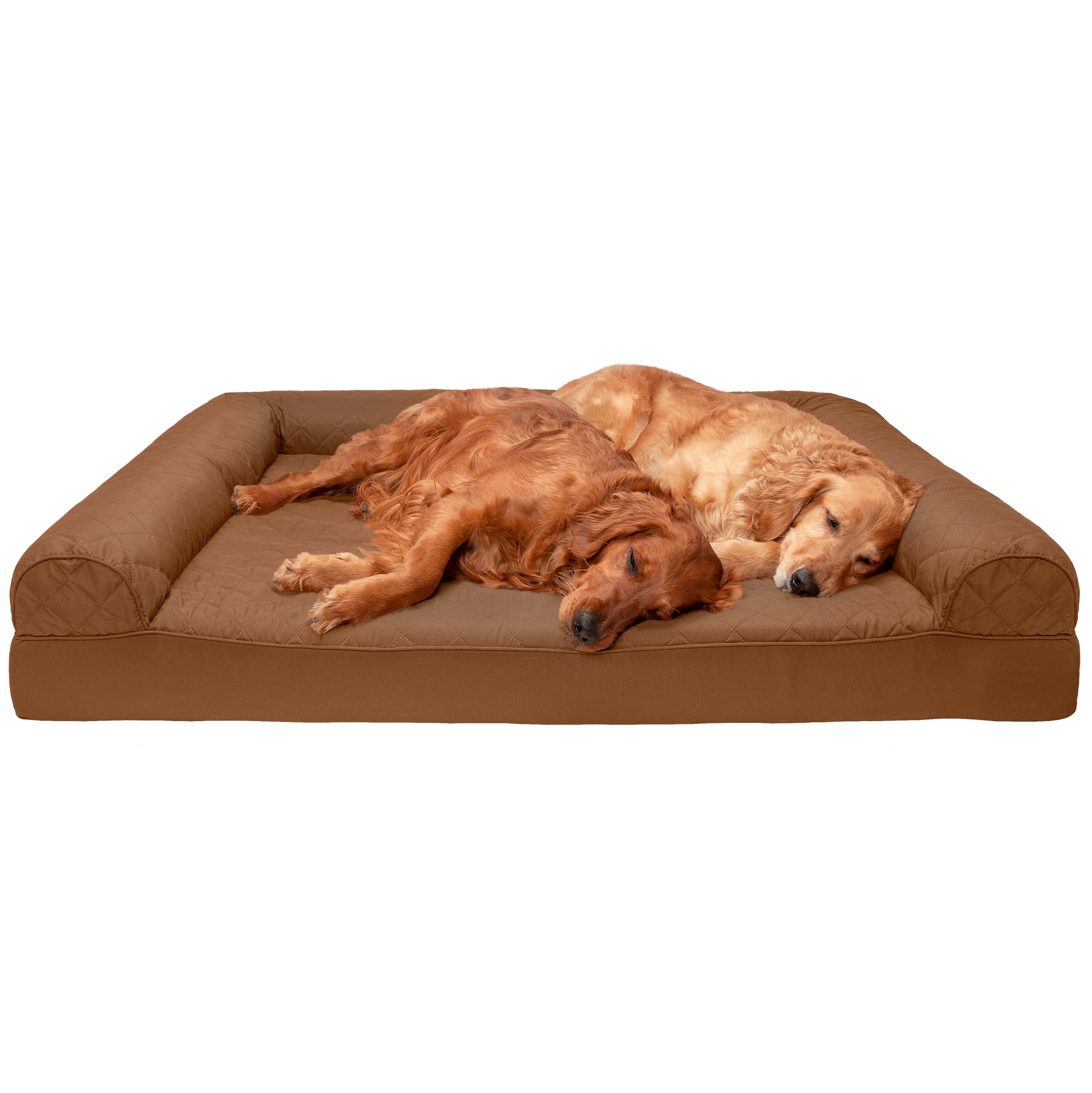 FurHaven | Orthopedic Quilted Sofa Pet Bed for Dogs & Cats, Toasted Brown, Jumbo Plus