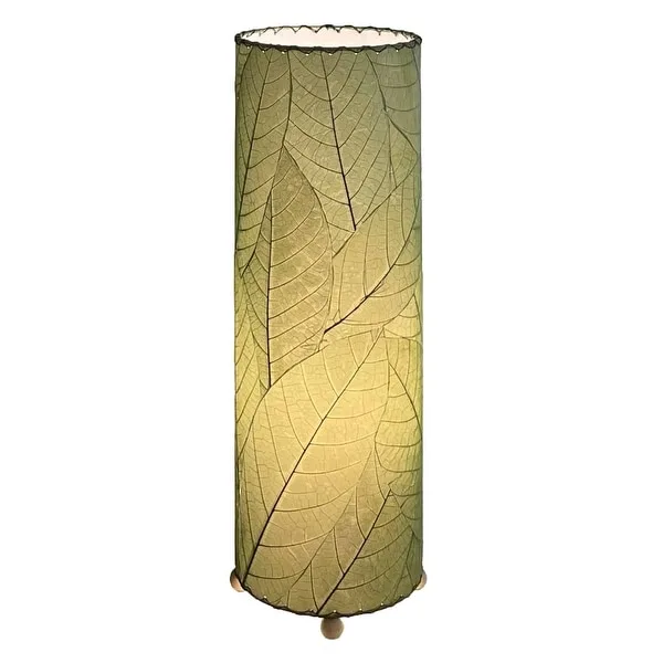 Handmade 24 Inch Cocoa Leaf Cylinder Table Lamp - 8 x 8 x 24