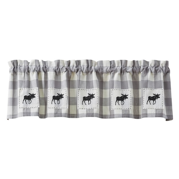 Buffalo Check Moose Patch Lined Valance 14 quot l Gray