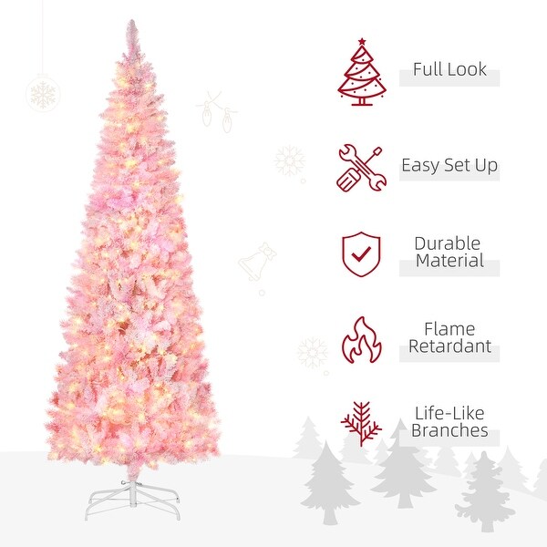 7.5ft Prelit Pencil Christmas Tree with LED Lights