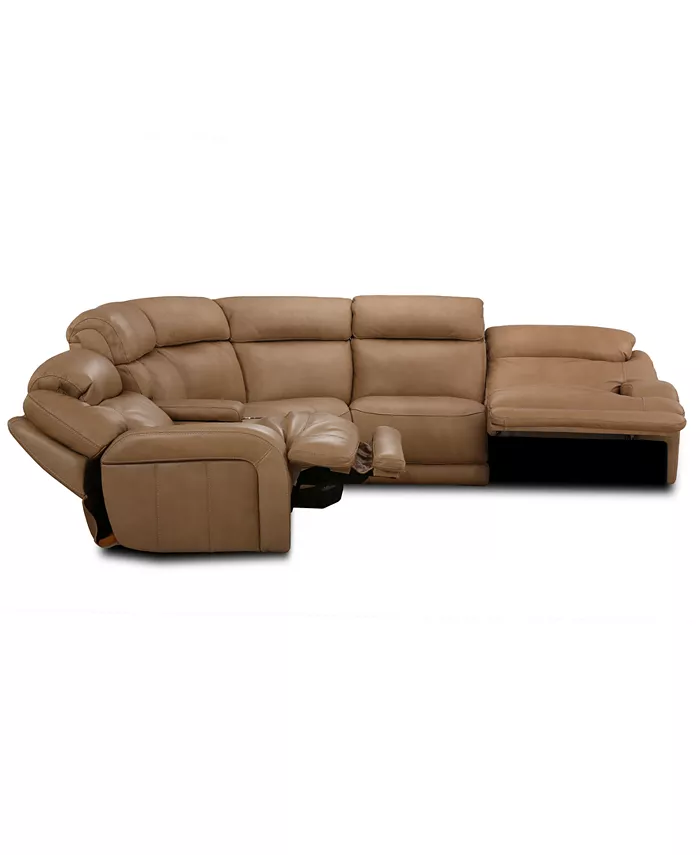 Furniture CLOSEOUT! Daventry 6-Pc. Leather Sectional Sofa With 2 Power Recliners Power Headrests Console And USB Power Outlet