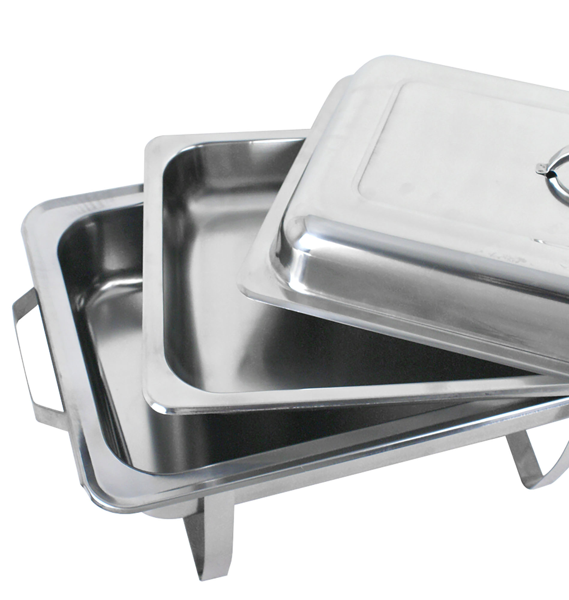 ZENSTYLE Stainless Steel Chafing Dish Buffet Set with Two Fuel Safety Burners Set of 4 Silver