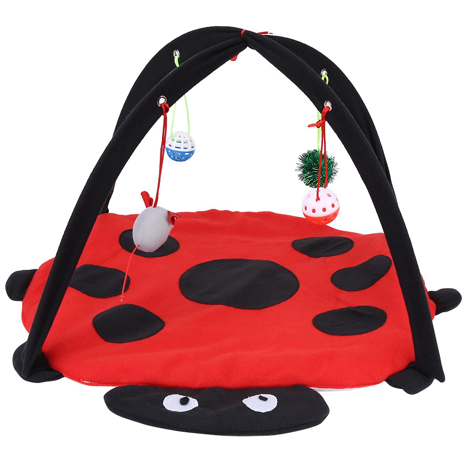 Foldable Cat Activity Play Mat Tent Multifunction Pet Bed with Hanging Toy Balls