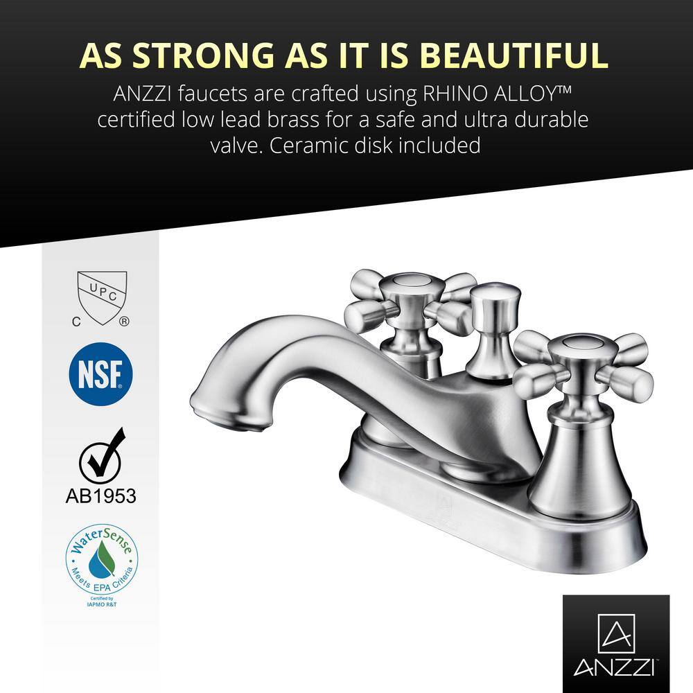 ANZZI Major Series 4 in Centerset 2Handle MidArc Bathroom Faucet in Brushed Nickel