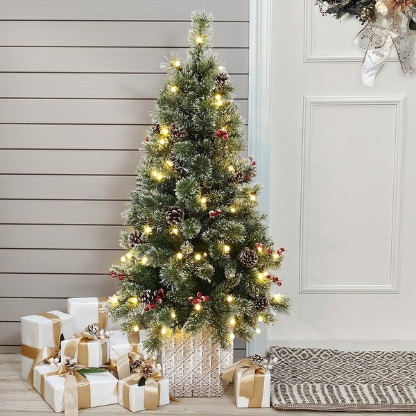 4Ft PreLit Artificial Pine Tree Potted Christmas Tree