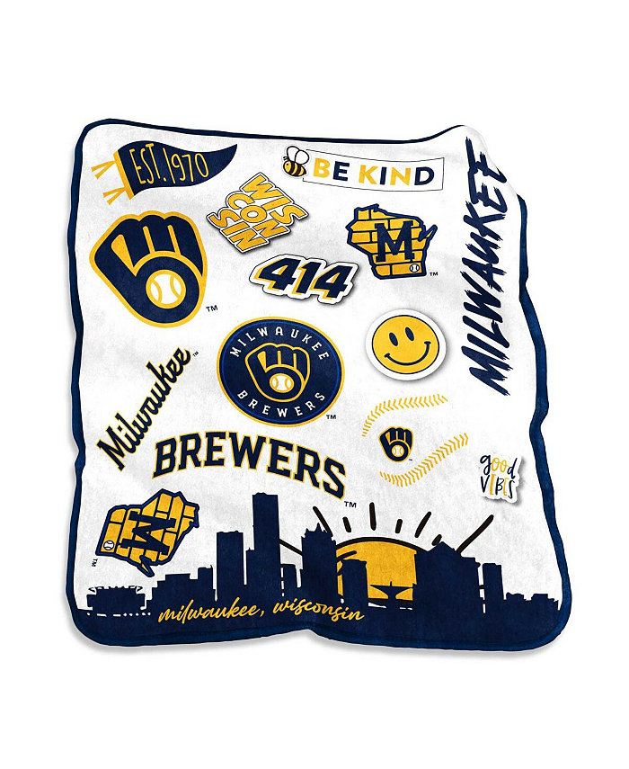 Logo Brands Milwaukee Brewers 50'' x 60'' Native Raschel Plush Throw Blanket