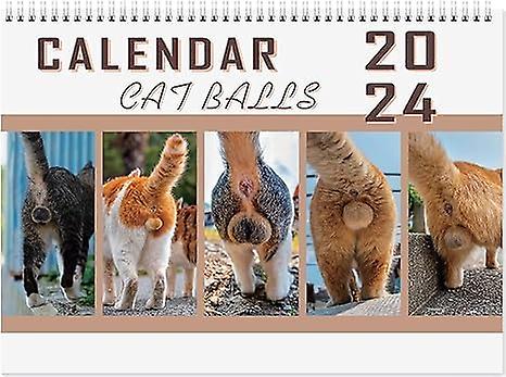 Cat Balls Calendar 2024， Funny Cat Balls Calendar 12 Month Cat Balls Calendar，whimsical And Fun Cat Pictures