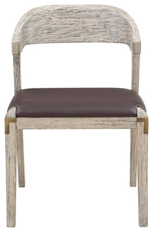 Boraam Montana Faux Leather and Wood Dining Side Chair   Farmhouse   Dining Chairs   by Homesquare  Houzz