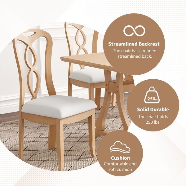 Trestle Dining Table Set with Upholstered Dining Chairs，Smooth Backs