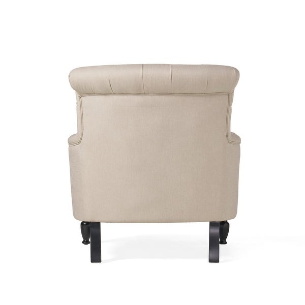 Bernstein Tufted Club Armchair w/ Rolled Backrest by Christopher Knight Home