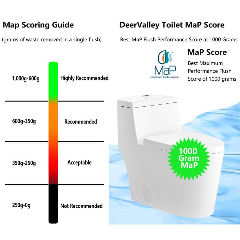 DEERVALLEY Prism 1Piece 08128 GPF Dual Flush Elongated Toilet in White Seat Included