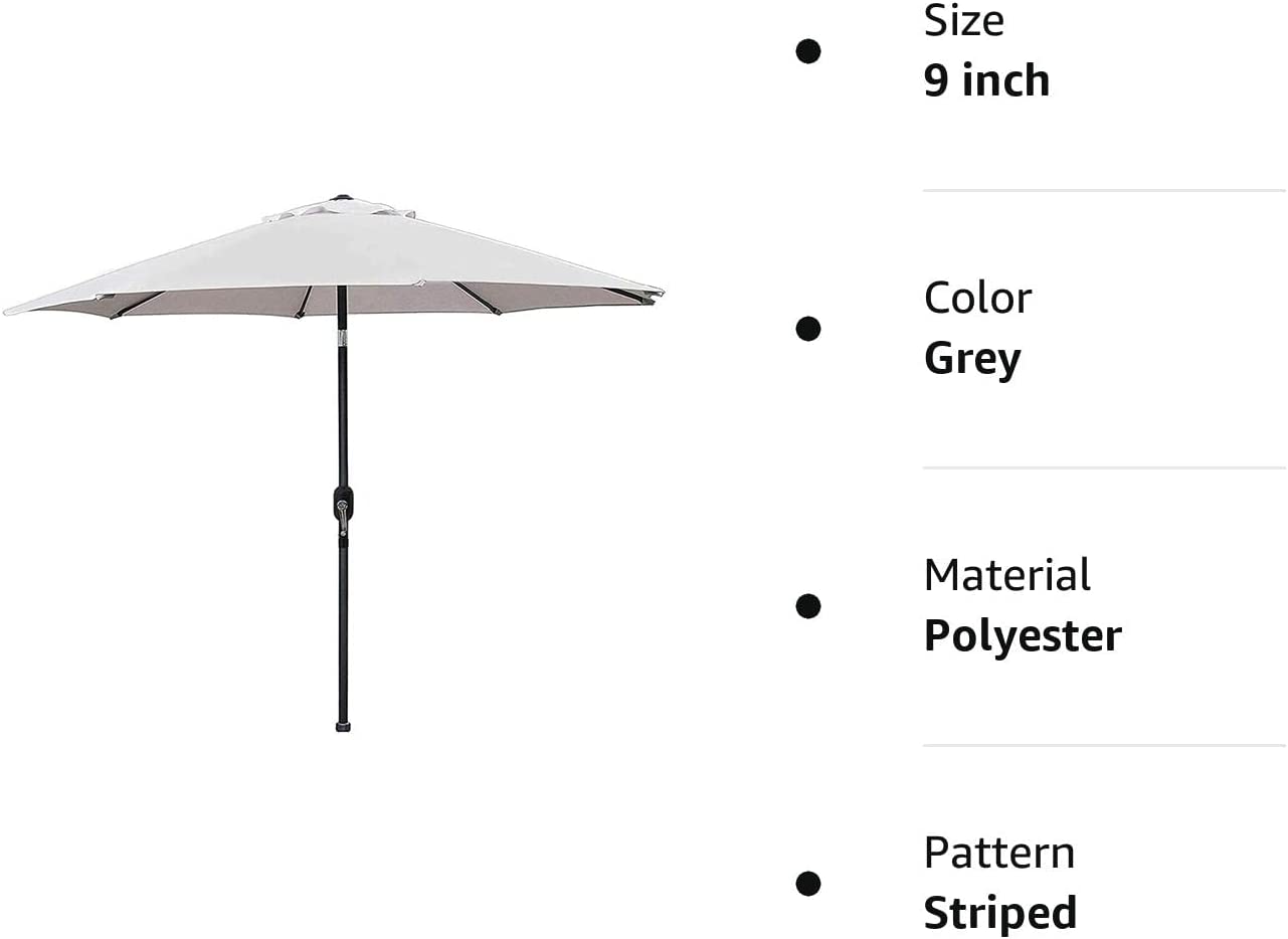 9' Outdoor Market Patio Umbrella with Push Button Tilt and Crank, 8 Ribs (Tan)