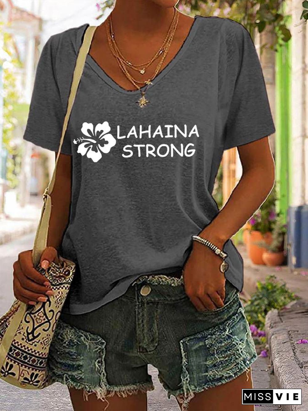 Women's Lahaina Strong Support Maui V-Neck T-Shirt