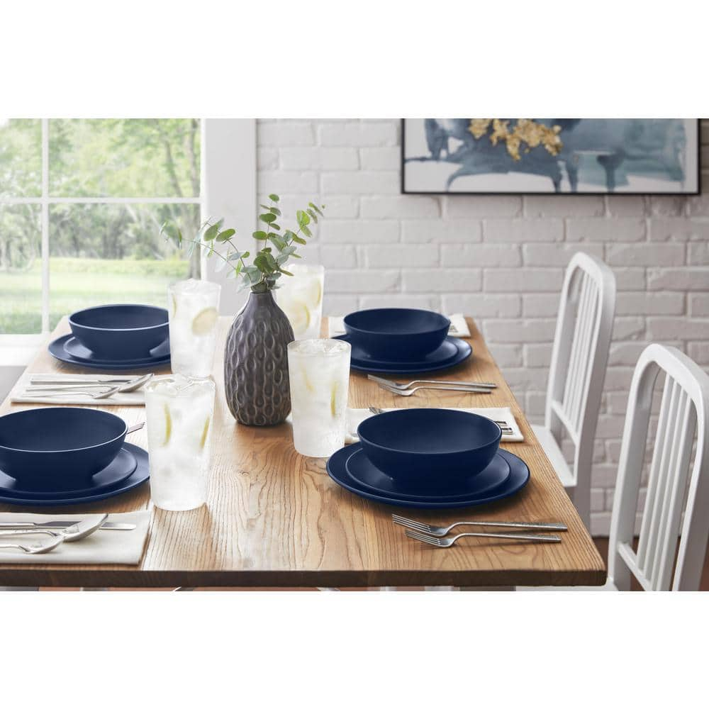 StyleWell Taryn Melamine Dinner Plates in Matte Midnight Blue (Set of 6) AA5481MID