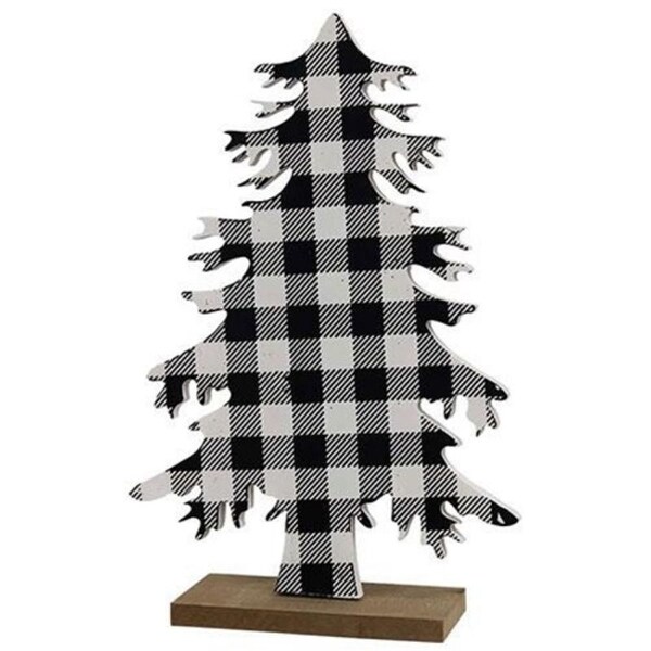 Black and White Buffalo Check Wood Tree