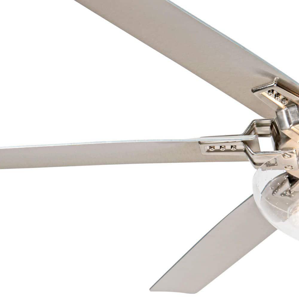 Flint GARDEN 70 in Brushed Nickel 6 Blades Indoor Ceiling Fan with Glass Light Kit and Remote Control