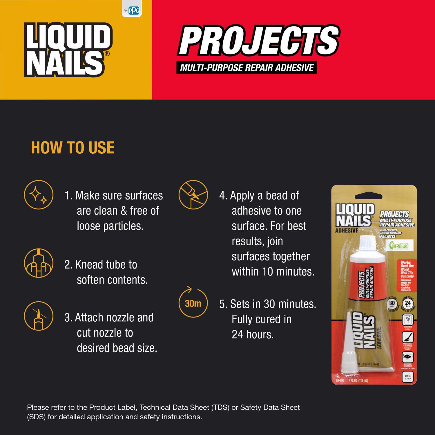 Liquid Nails Small Projects High Strength Latex Adhesive 4 oz