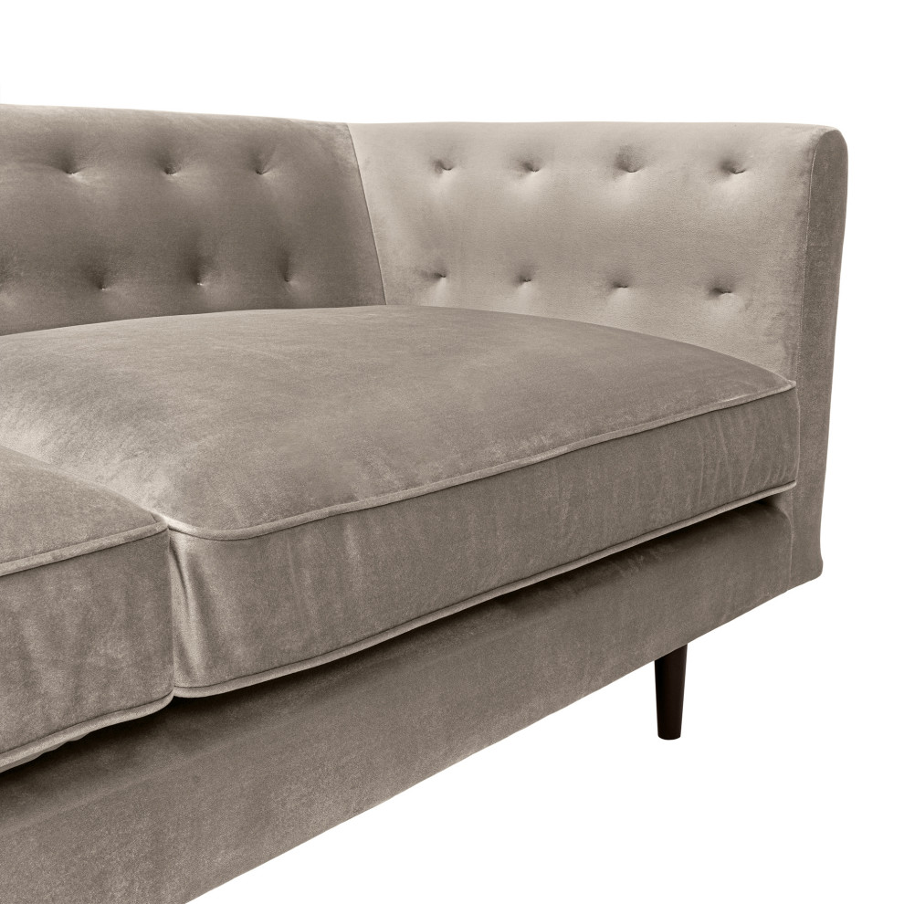 Annabelle 80 quotFossil Gray Velvet Sofa with Black Wood Legs   Modern   Sofas   by Armen Living  Houzz