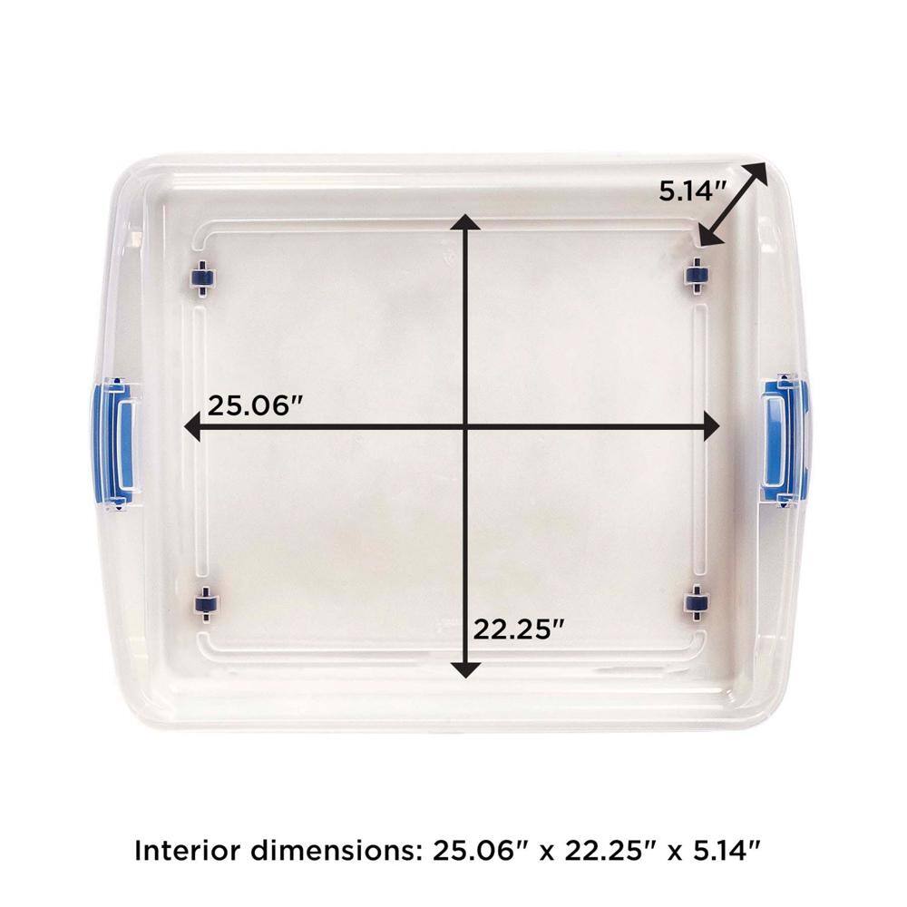 HOMZ Underbed 56 Qt. Secure Latching Clear Plastic Storage Tote Container (2-Pack) 3460CLRDC.02