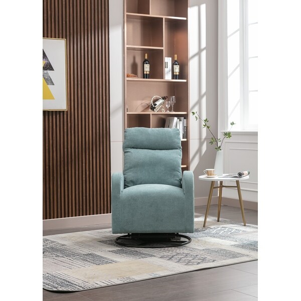 Swivel Rocking Chair Modern Accent Chairs with 1 Left Bag and Lounge Upholstered Swivel Glider Arm Chairs Sofa， Light Blue