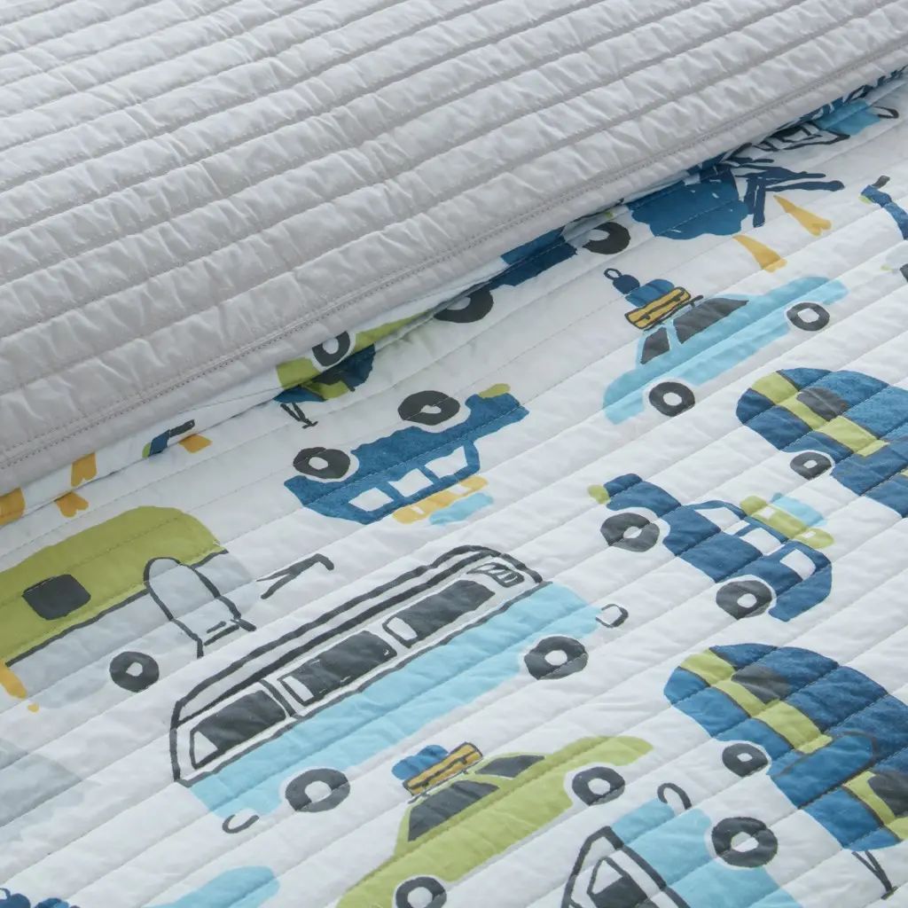 Blue and Green Twin Drive Away 3 Piece Bedding Collection