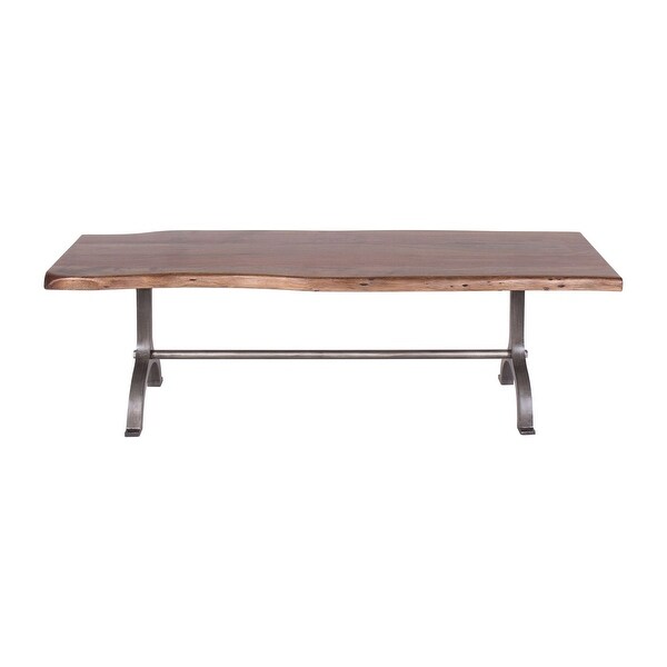 Dala Industrial Iron and Acacia Natural Edge Dining Bench， 56-inch