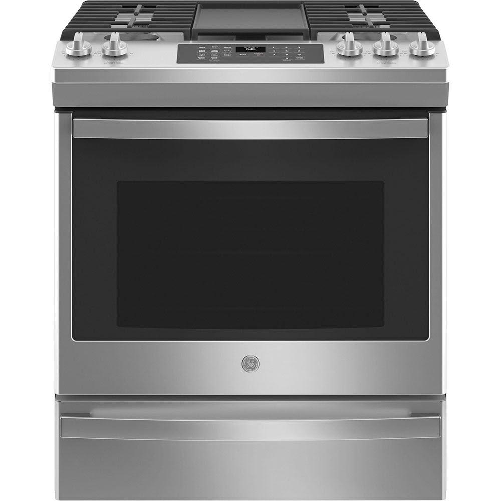 GE 30-inch Slide-in Gas Range with Convection Technology JCGS760SPSS