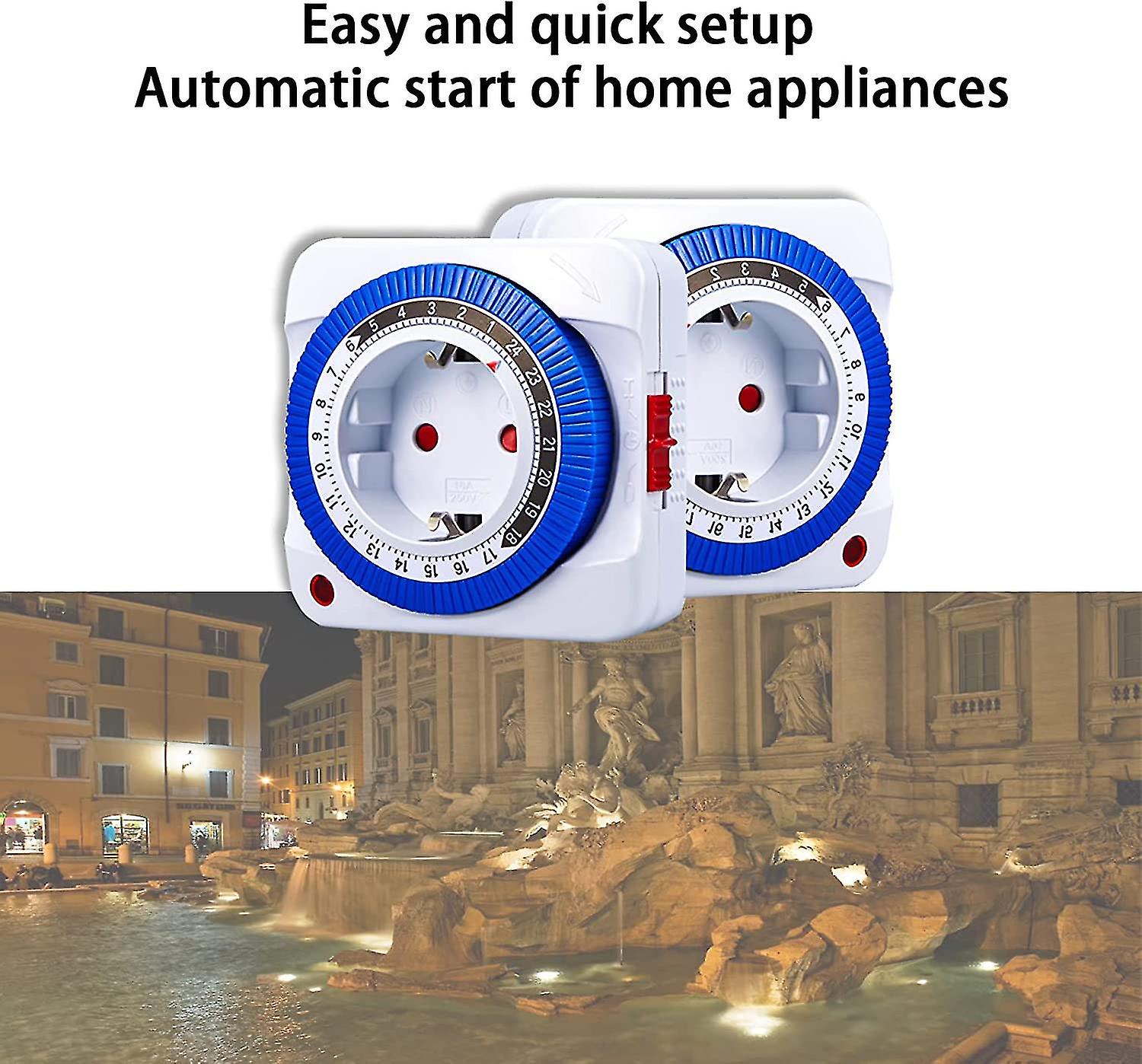 2pcs Mechanical Timer Socket， Intelligent Timer， High Temperature Resistant Fireproof Material， Suitable For Mobile Phone Charging， Electric Vehicle C