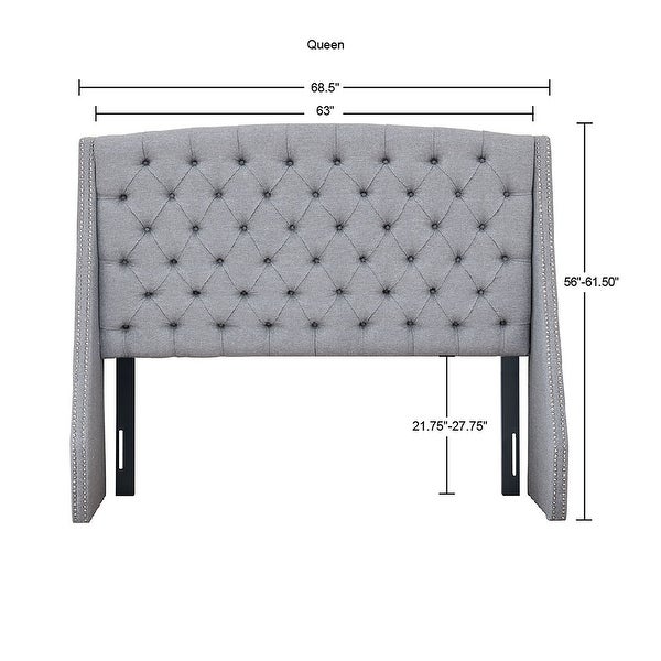 Madison Park Estella Grey Upholstery Headboard - - 15871108