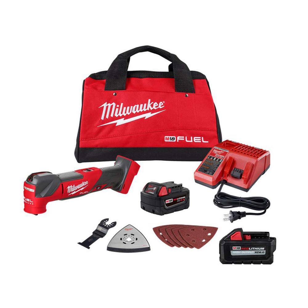 MW M18 FUEL 18V Lithium-Ion Cordless Brushless Oscillating Multi-Tool Kit with Extra 6.0ah Battery 2836-21-48-11-1865