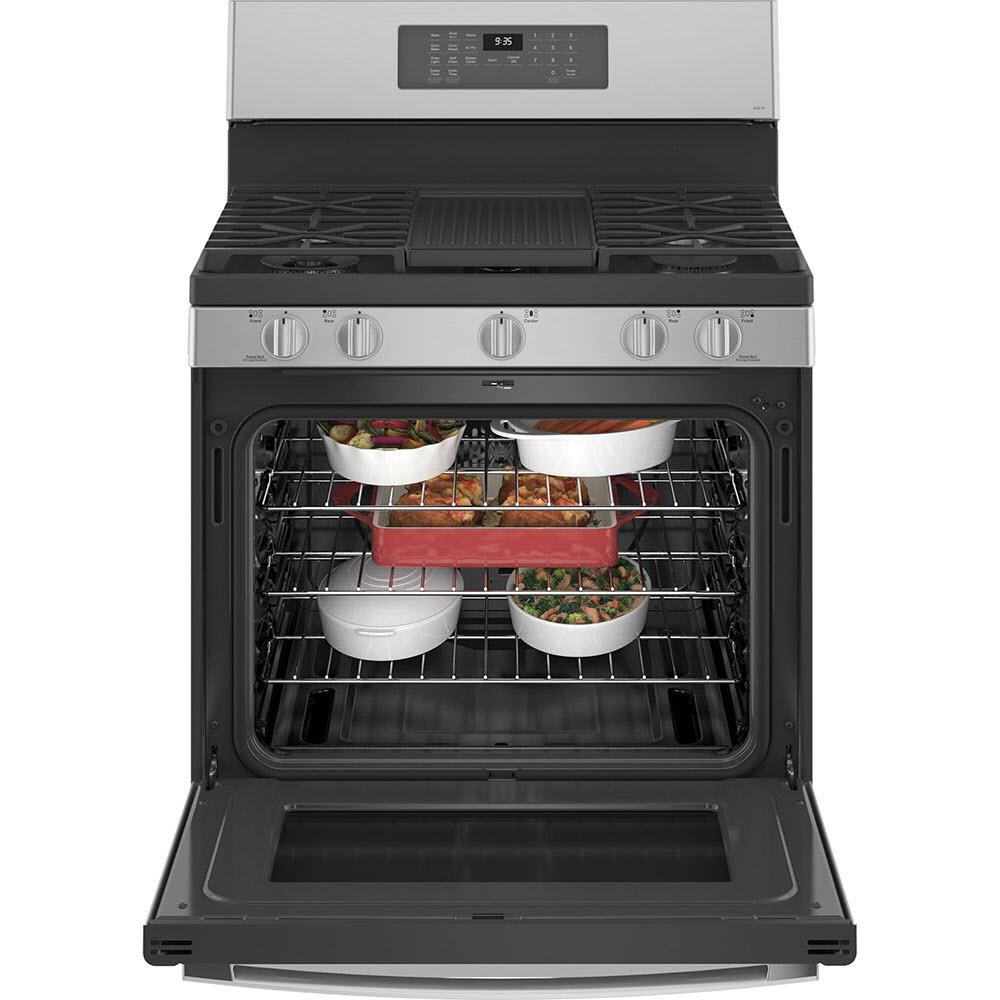 GE Profile 30-inch Freestanding Gas Range with True European Convection Technology PCGB935YPFS