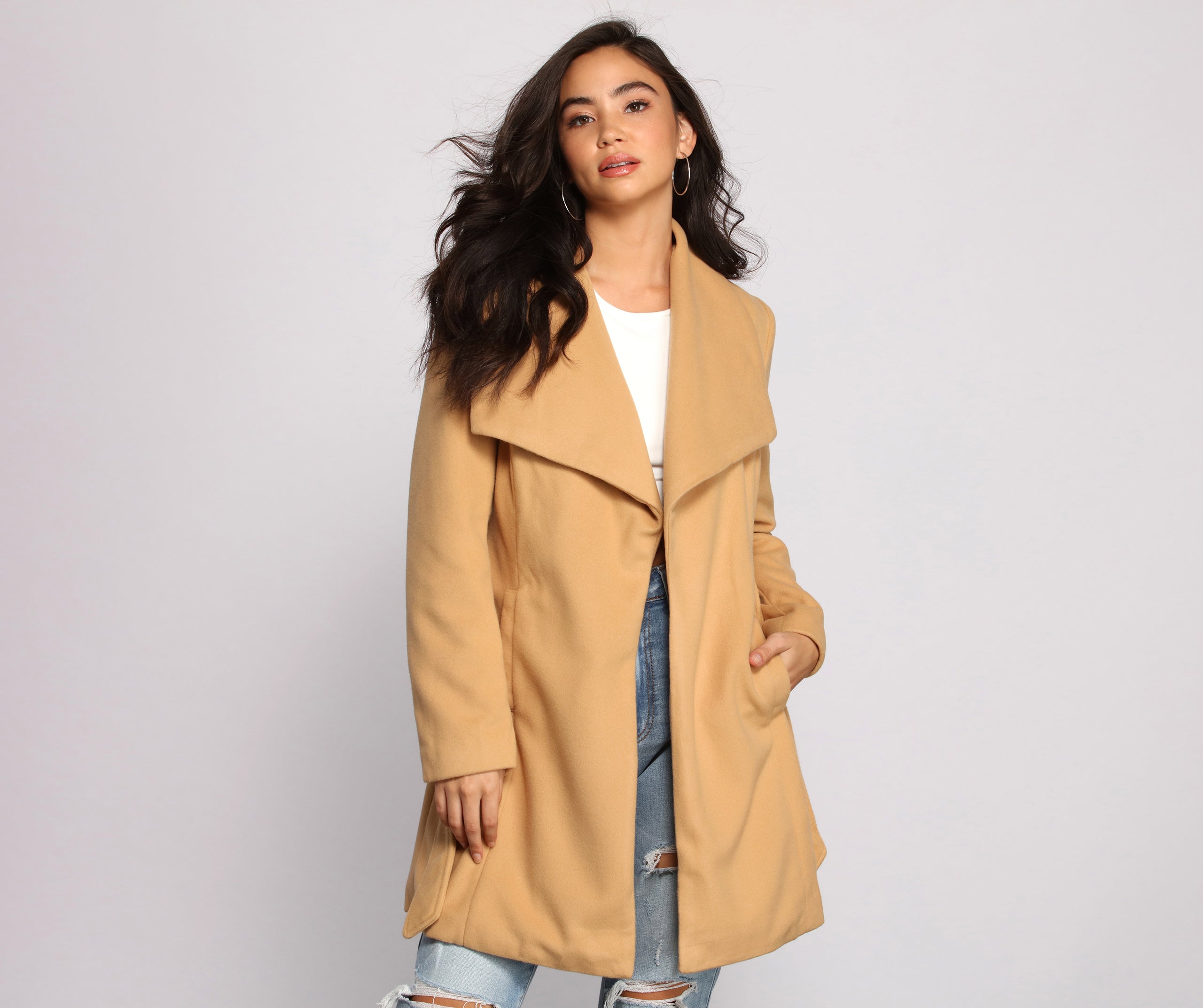 So Fab Fleece Belted Trench Coat