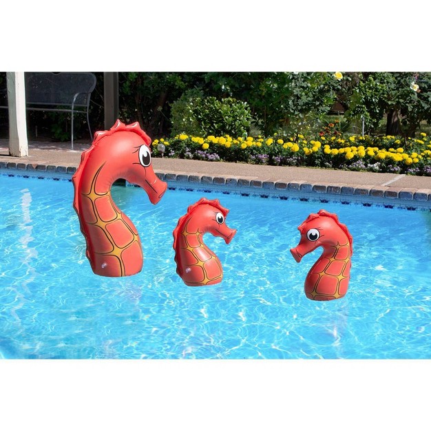 Poolmaster 3pk Floating Swimming Pool Backyard D cor Seahorse Family