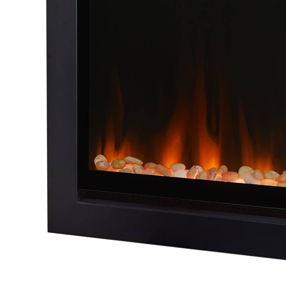 Real Flame 65 in. Wall-Mount Recessed Electric Fireplace Insert in Black 5560