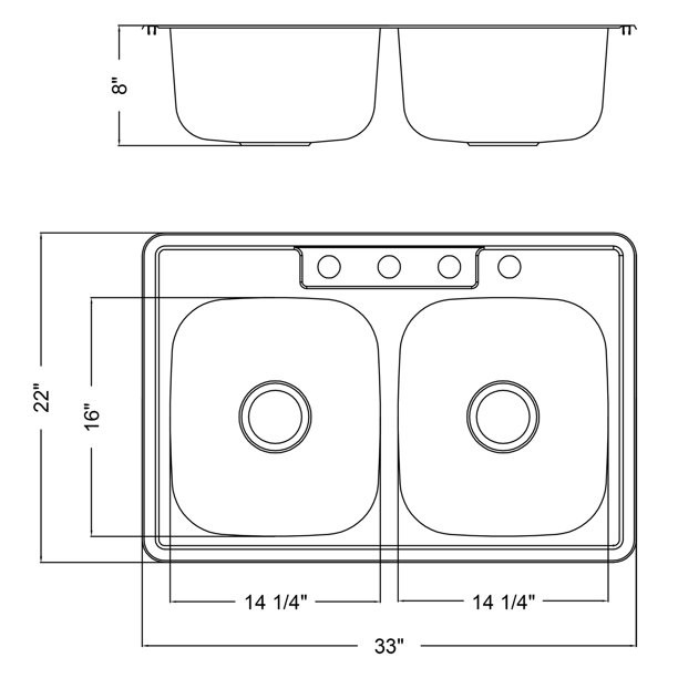 Magnus Sinks 33-in x 22-in 20 Gauge Stainless Steel Double Bowl Kitchen Sink