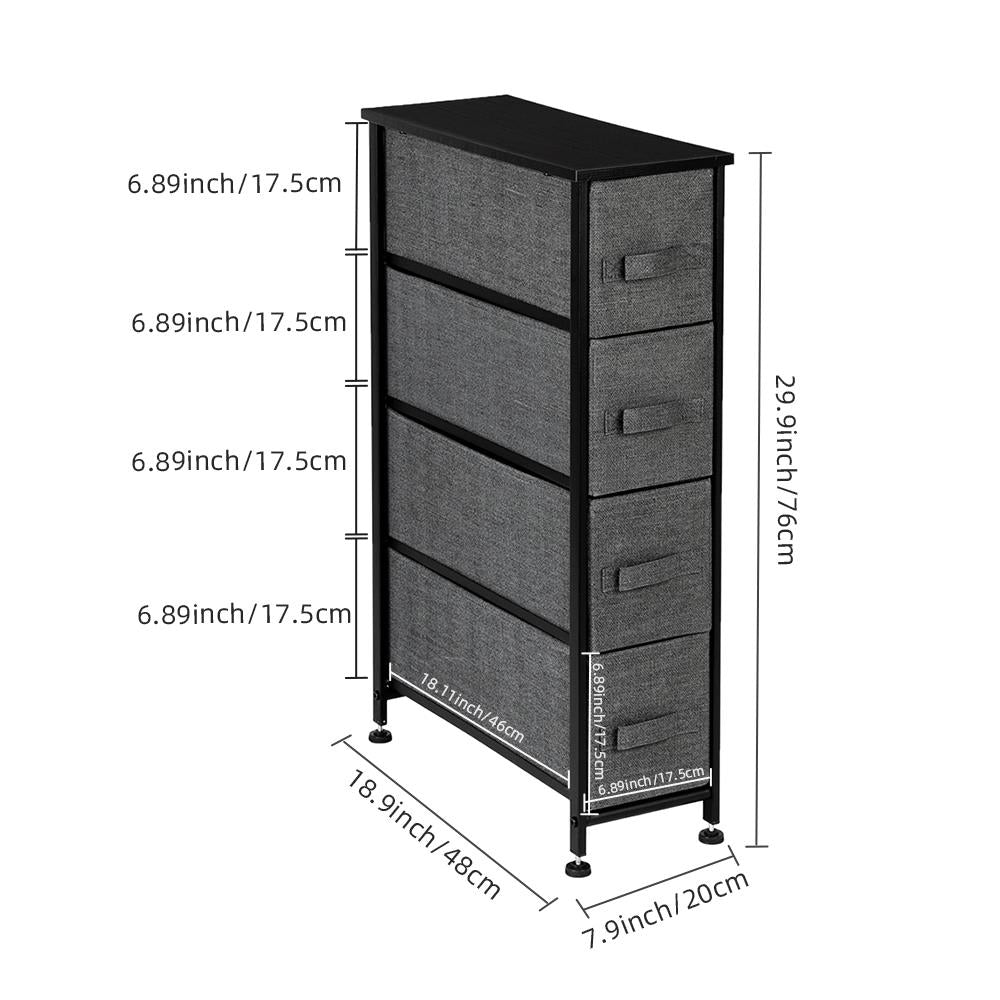 Ktaxon Dresser Organizer, Dresser Storage Chest for Bedroom Closet w/Tower Wood Top, 4 Drawers Removable Fabric Bins, Gray