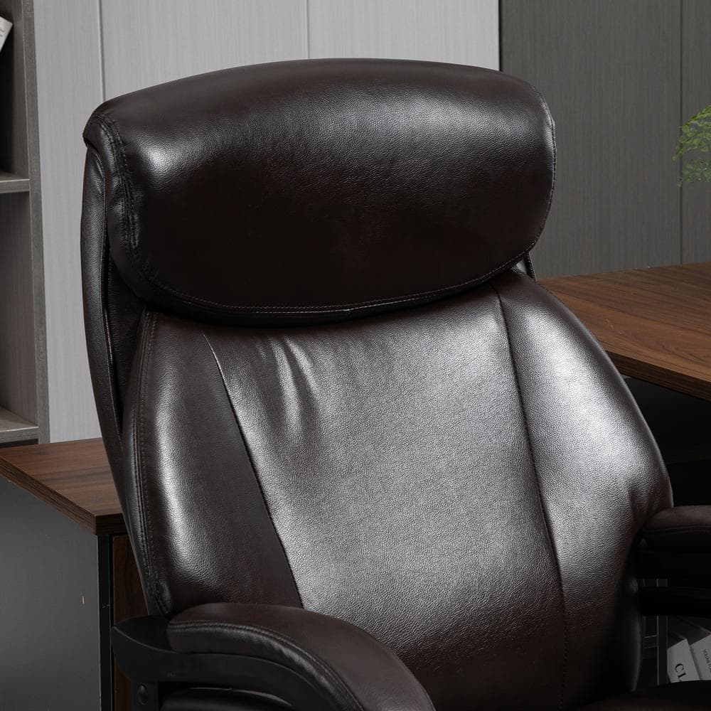 Vinsetto Brown, High Back Home Office Chair Adjustable Swivel Executive Chair PU Leather Ergonomic Computer Task Seat 921-503BN