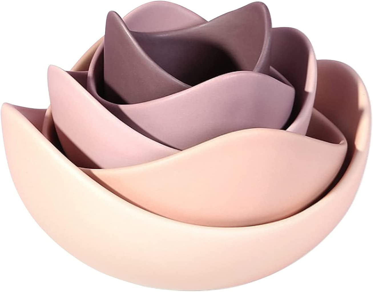 Salad Bowl Set， Pasta Serving Bowl， Ceramic Dessert Bowls， 5pcs Decorative Bowls for Home Decor by JORUGUNA， Violet