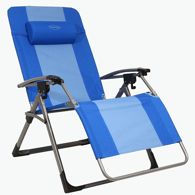 Kamp-Rite KAMPAC186 Oversized Anti Gravity Folding Beach Chair， Blue (2 Pack)