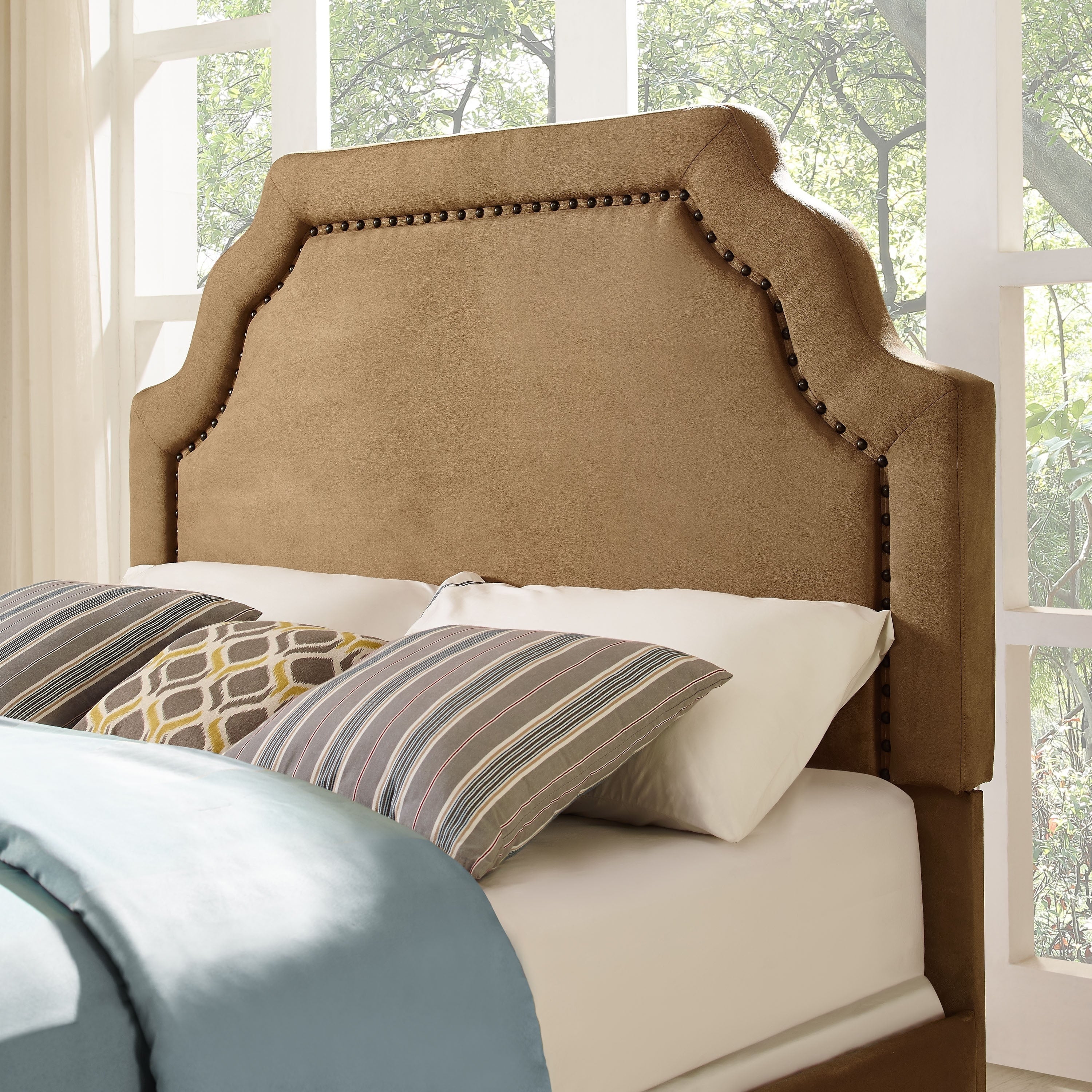 Loren Keystone Upholstered King/Cal King Headboard in Camel Microfiber - - 27103627