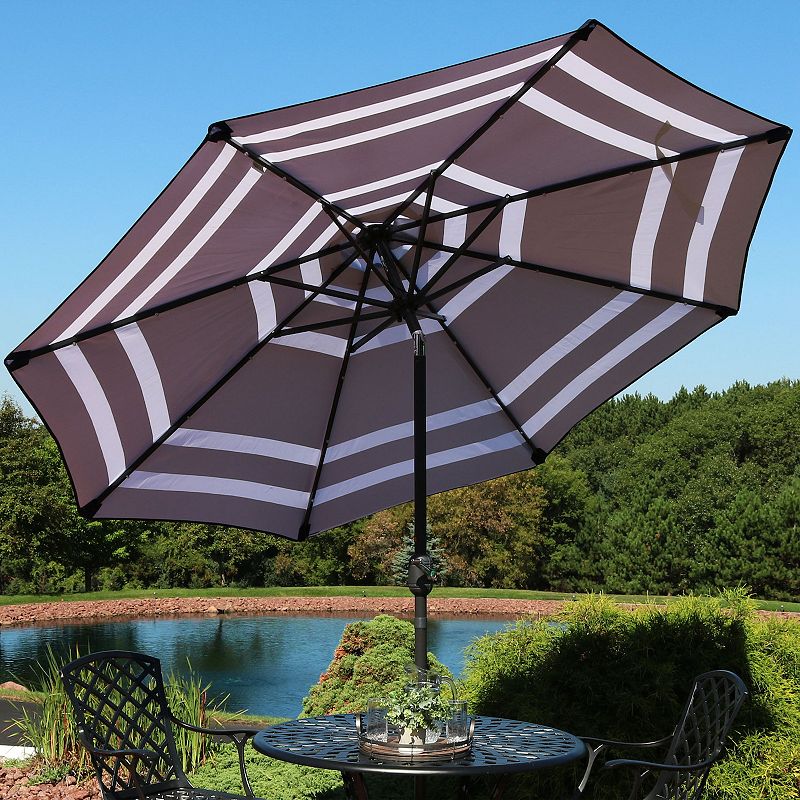 Sunnydaze 9' Solar Patio Umbrella With Tilt And Crank