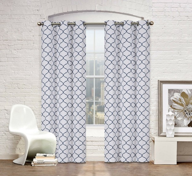 Kate Aurora Shabby Chic Designed 2 Pack Premium Trellis Grommet Top Curtain Panels