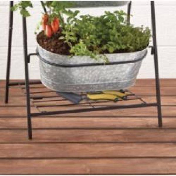 Modern Farmhouse 20.87 in. x 18.9 in. x 43.23 in. 3-Tiered Metal Washtub Garden Planter 82204