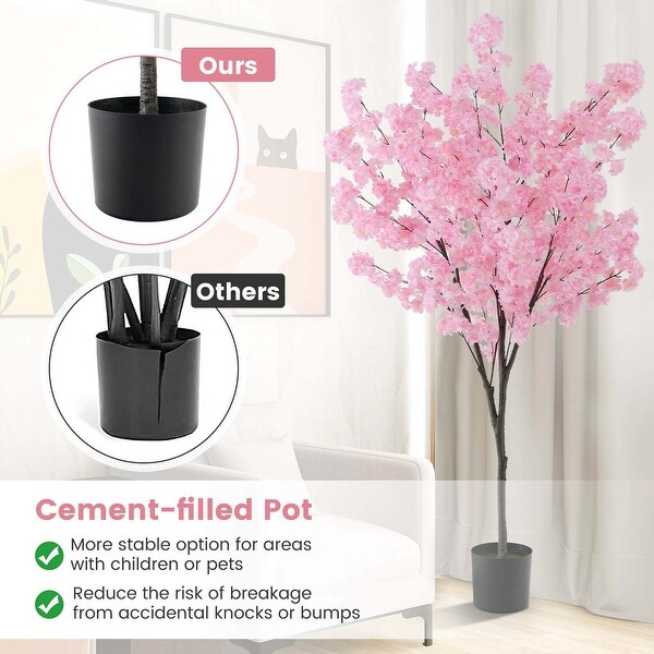 Costway 6.5 FT 1/2 PCS Tall Artificial Cherry Blossom Tree with 1170