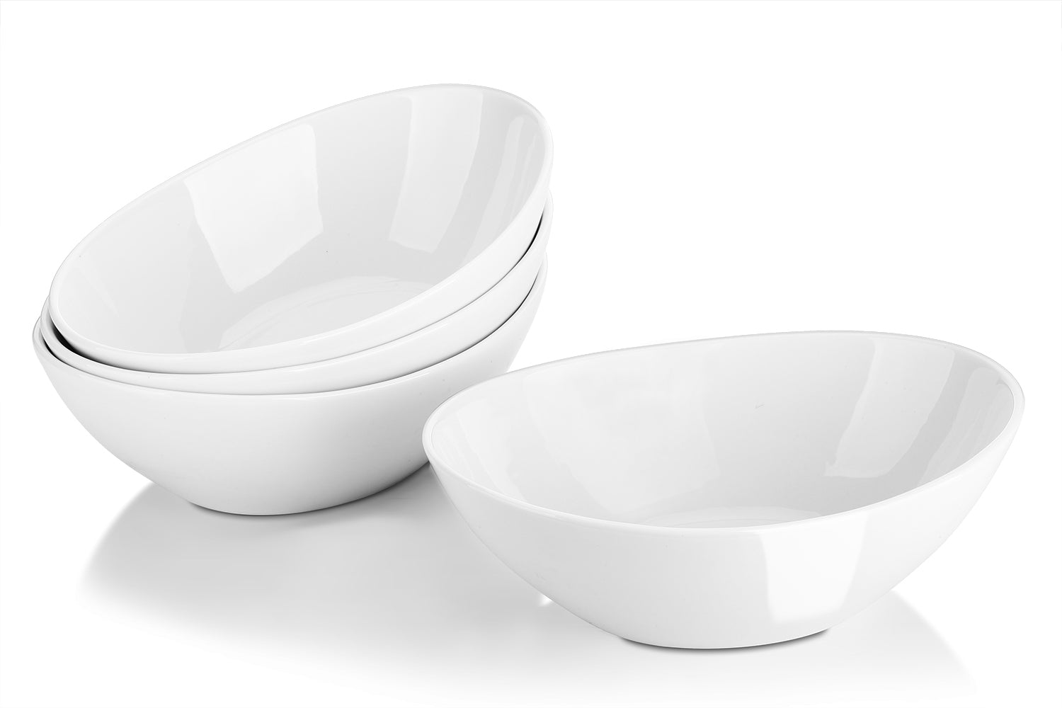 LIFVER 9inch Wavy Thanksgiving Serving Bowls Set of 4， Large Porcelain Salad/Side Dishes-36 oz， Oval Shape， White