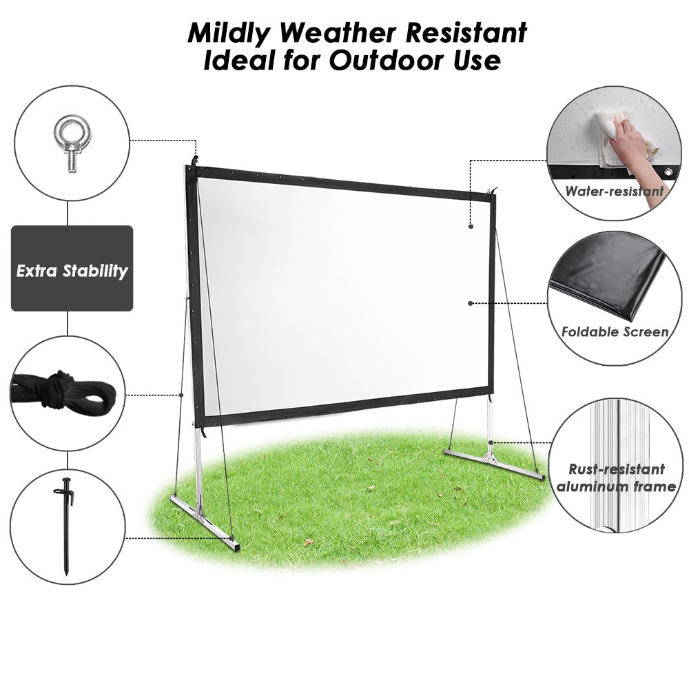 InstaHibit Outdoor Portable Projection Screen w/ Stand 16:9 100