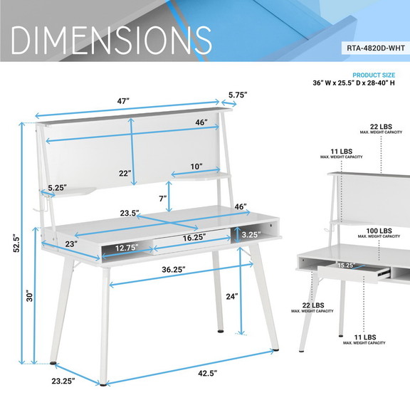 Techni Mobili Study Computer Desk with Storage   M...